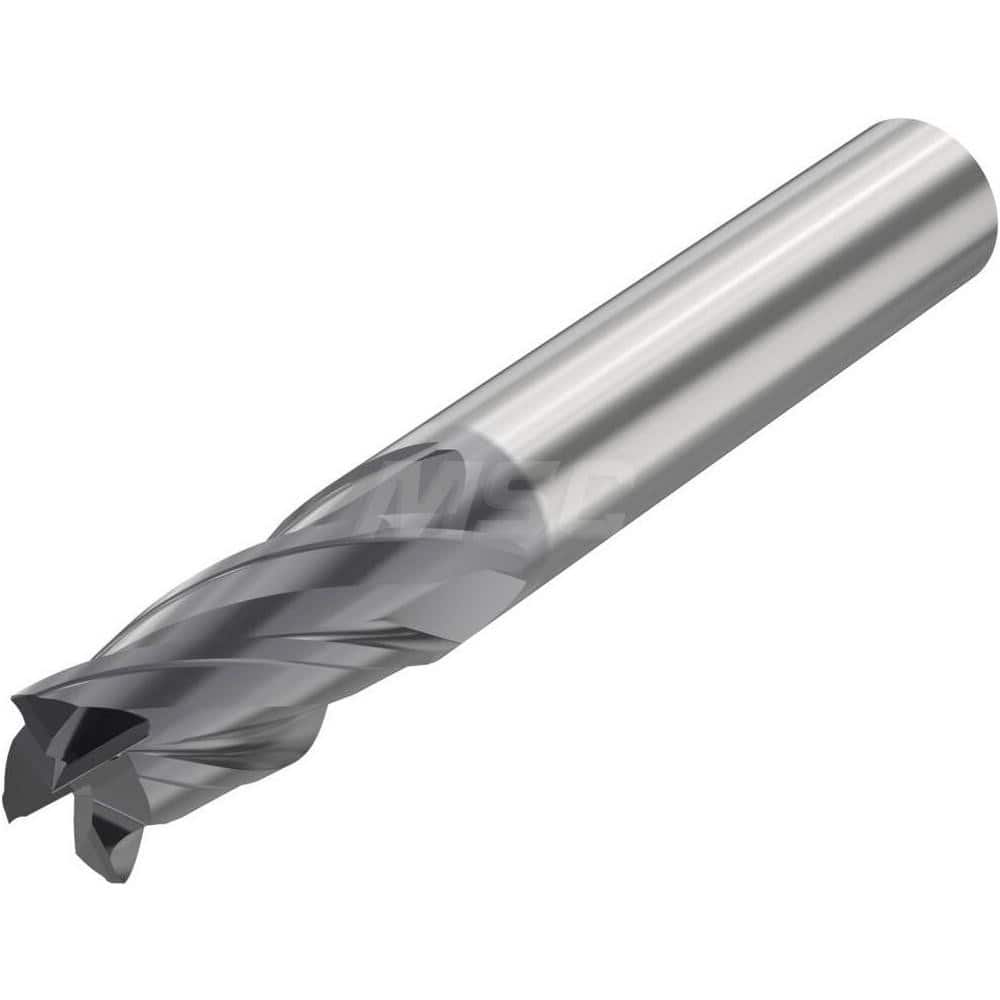 Corner Radius End Mill: 0.3937″ Dia, 4 Flutes, Solid Carbide 35 ° Helix, SIRON-A Coated, Corner Chamfer End, Series JSE514