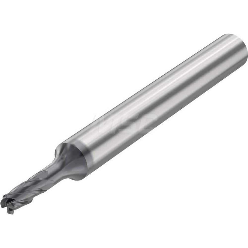 Corner Radius End Mill: 0.1181″ Dia, 4 Flutes, Solid Carbide 35 ° Helix, SIRON-A Coated, Corner Radius End, Series JSE514
