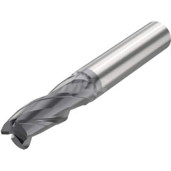 Corner Radius End Mill: 0.3937″ Dia, 2 Flutes, Solid Carbide 35 ° Helix, SIRON-A Coated, Corner Chamfer End, Series JSE512