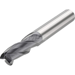 Corner Radius End Mill: 0.3937″ Dia, 3 Flutes, Solid Carbide 35 ° Helix, SIRON-A Coated, Corner Chamfer End, Series JSE513