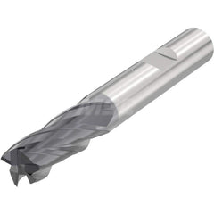 Corner Radius End Mill: 0.315″ Dia, 4 Flutes, Solid Carbide 35 ° Helix, SIRON-A Coated, Corner Chamfer End, Series JSE514