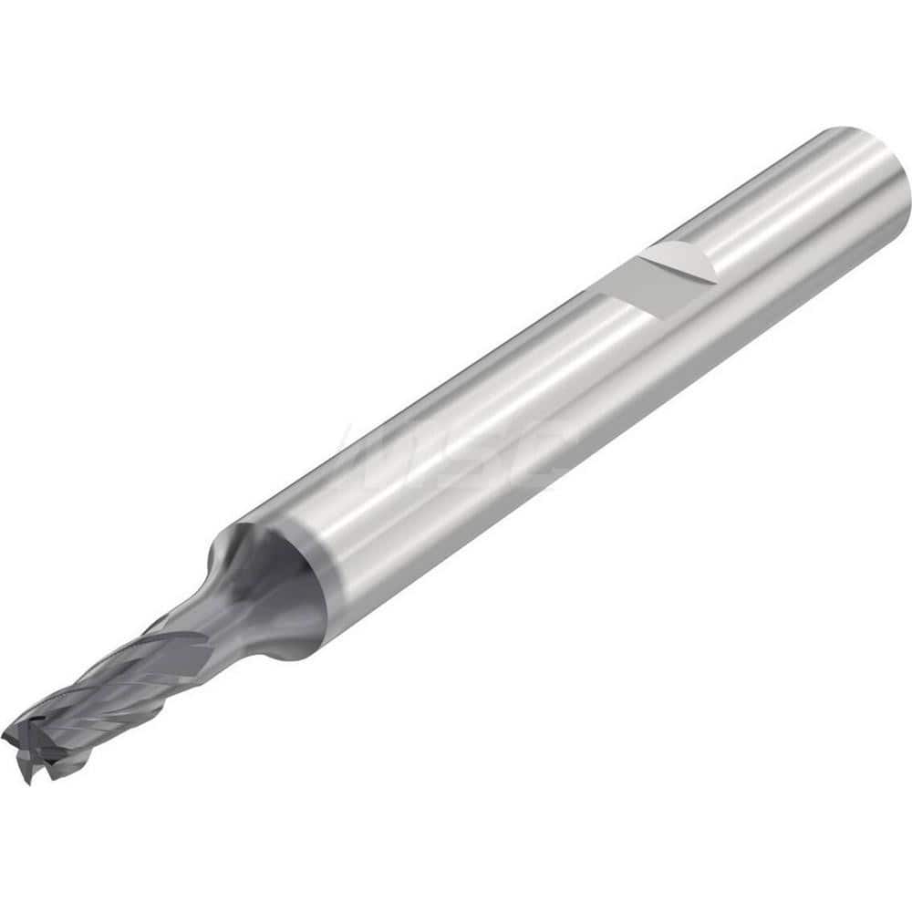 Corner Radius End Mill: 0.1575″ Dia, 4 Flutes, Solid Carbide 35 ° Helix, SIRON-A Coated, Corner Chamfer End, Series JSE514