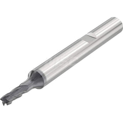 Corner Radius End Mill: 0.1969″ Dia, 4 Flutes, Solid Carbide 35 ° Helix, SIRON-A Coated, Corner Chamfer End, Series JSE514