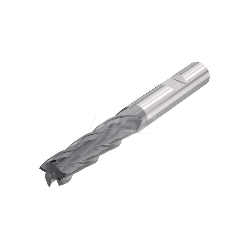 Corner Radius End Mill: 0.315″ Dia, 4 Flutes, Solid Carbide 35 ° Helix, SIRON-A Coated, Corner Chamfer End, Series JSE514