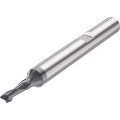 Corner Radius End Mill: 0.0787″ Dia, 2 Flutes, Solid Carbide 35 ° Helix, SIRON-A-T Coated, Corner Chamfer End, Series JSE512