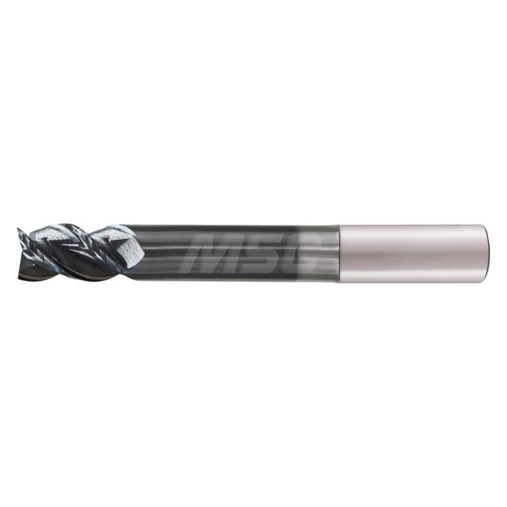 Square End Mill: 1'' Dia, 1-1/2'' LOC, 1'' Shank Dia, 7'' OAL, 3 Flutes, Solid Carbide Single End, DLC Finish, Spiral Flute, 45 ° Helix, Mfr Grade Submicron Grain, Centercutting, RH Cut, RH Flute