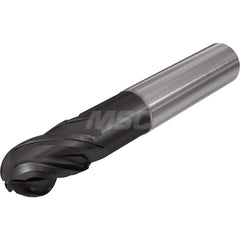 Ball End Mill: 0.25″ Dia, 4 Flute, Solid Carbide 3″ OAL, 1/4″ Shank Dia, 38 ° Helix, TiAlCN Coated, Single End, Series Flash Solid