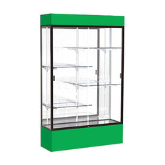 Bookcases; Color: Kelly Green; Number of Shelves: 4; Width (Decimal Inch): 48.0000; Depth (Inch): 16; Material: Anodized Aluminum/Laminate; Material: Anodized Aluminum/Laminate