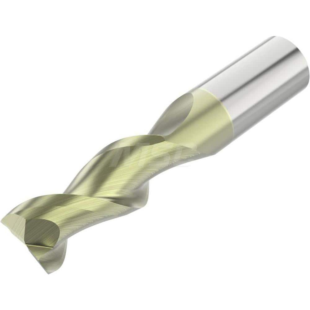 Square End Mill: 1'' Dia, 2'' LOC, 1'' Shank Dia, 5'' OAL, 2 Flutes, Solid Carbide Single End, ANF Finish, Helical Flute, 45 ° Helix, Centercutting, RH Cut, RH Flute, Series A245