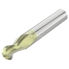 Ball End Mill: 0.25″ Dia, 0.375″ LOC, 2 Flute, Solid Carbide 2-1/2″ OAL, 1/4″ Shank Dia, 45 ° Helix, ANF Coated, Single End, Series AB245