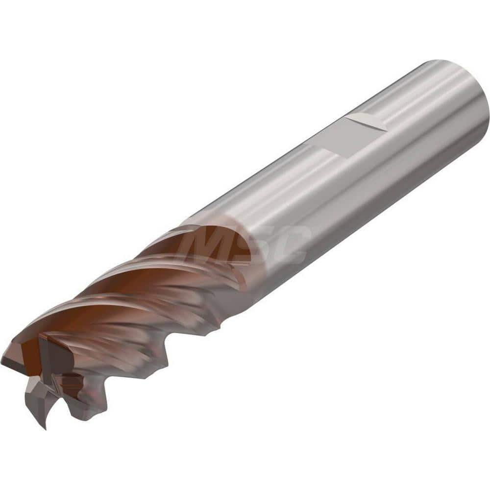 Corner Radius End Mill: 0.6299″ Dia, 4 Flutes, Solid Carbide 44 ° Helix, HXT Coated, Corner Radius End, Centercutting, Series JHP751