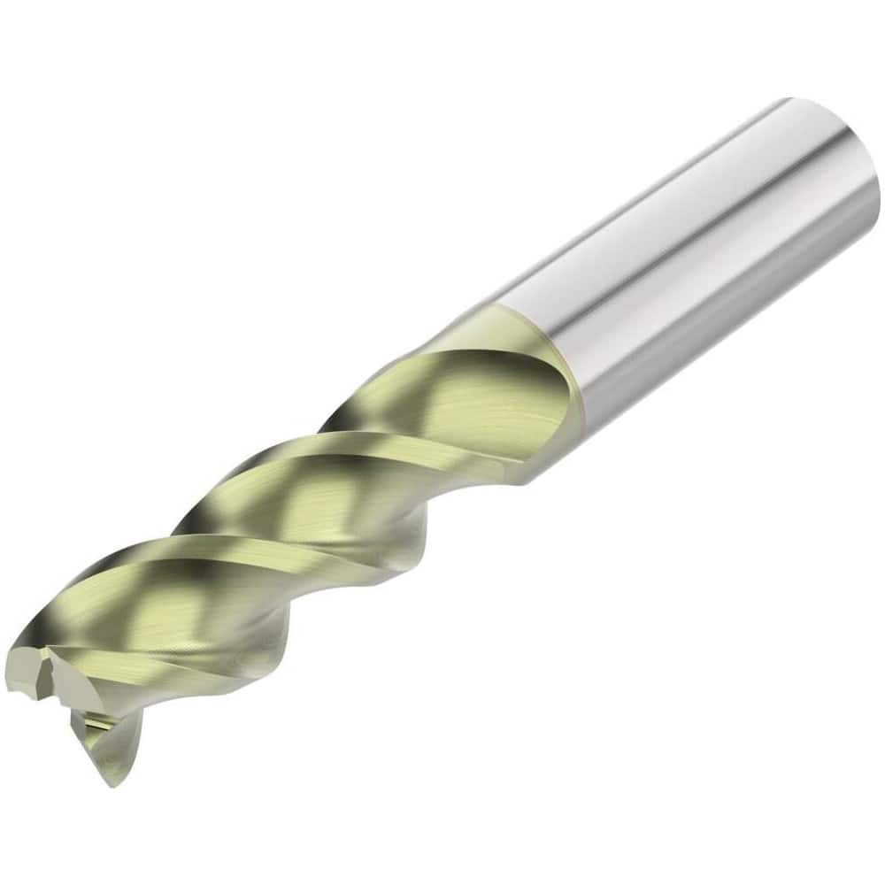 Square End Mill: 1/8'' Dia, 3/8'' LOC, 1/8'' Shank Dia, 1-1/2'' OAL, 3 Flutes, Solid Carbide Single End, ANF Finish, Helical Flute, 45 ° Helix, Centercutting, RH Cut, RH Flute, Series A345