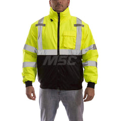 Jackets & Coats; Garment Style: Jacket; Size: 4X-Large; Gender: Unisex; Material: 300D PU Coated Polyester; Closure Type: Zipper; Seam Style: Stitched; Taped; Material Weight: 5.9 oz; Features: 2 in Silver Reflective Tape; Waterproof; 2 Mic Tabs; Hi-Visib