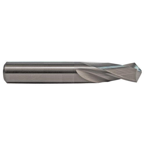 #43 Dia. × 0.089″ Shank × 1/2″ Flute Length × 2″ OAL, 3XD, 118°, Uncoated, 2 Flute, External Coolant, Round Solid Carbide Drill - Benchmark Tooling