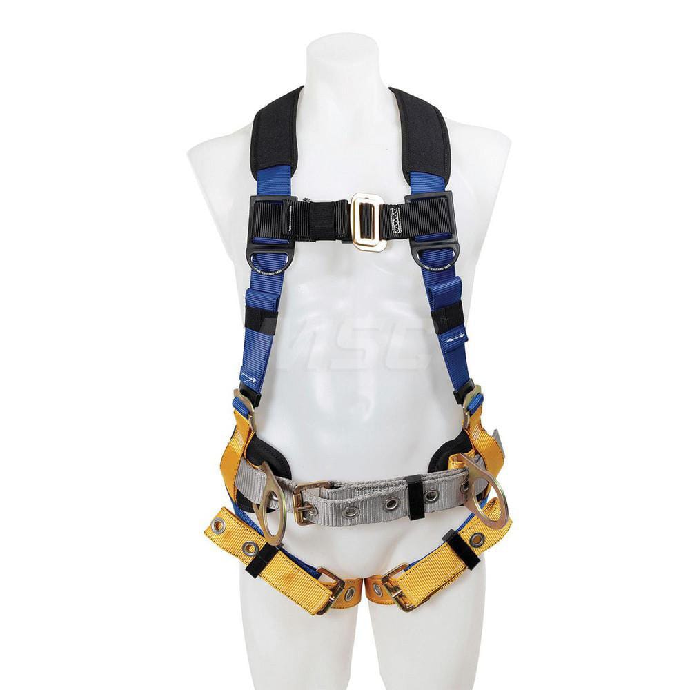 Fall Protection Harnesses: 400 Lb, Back and Side D-Rings Style, Size Small, For Construction, Back & Hips