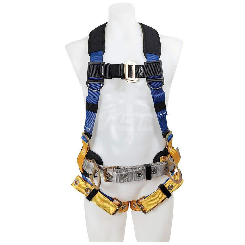 Fall Protection Harnesses: 400 Lb, Back and Side D-Rings Style, Size Medium & Large, For Construction, Back & Hips