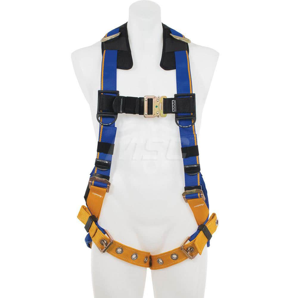 Fall Protection Harnesses: 400 Lb, Back and Side D-Rings Style, Size X-Large, For Retrieval & Rescue, Back & Shoulder