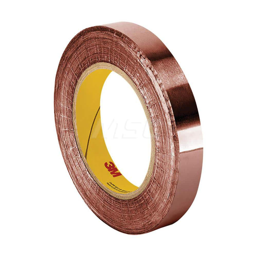 Duct Tape: 1″ Wide, 2.6 mil Thick, Copper Foil Acrylic Adhesive, 25 lb/in Tensile Strength