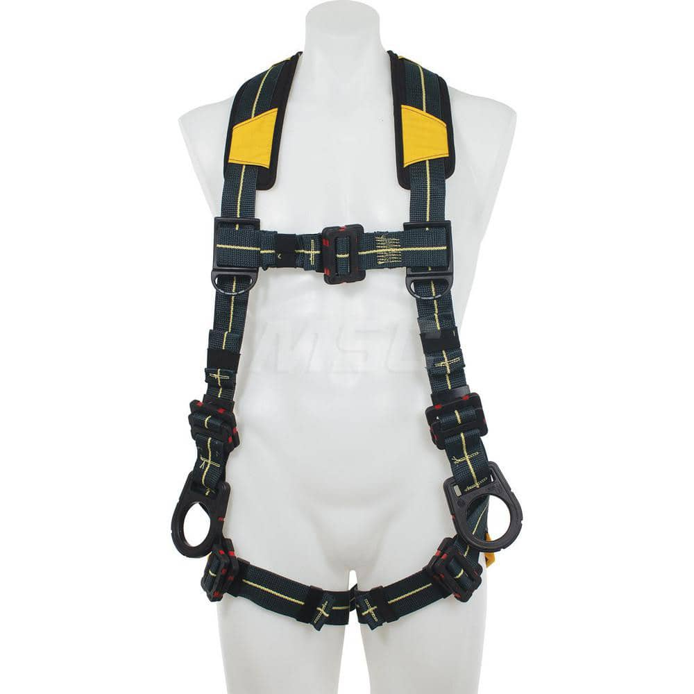 Fall Protection Harnesses: 400 Lb, Back and Side D-Rings Style, Size 2X-Large, For Positioning, Back & Hips