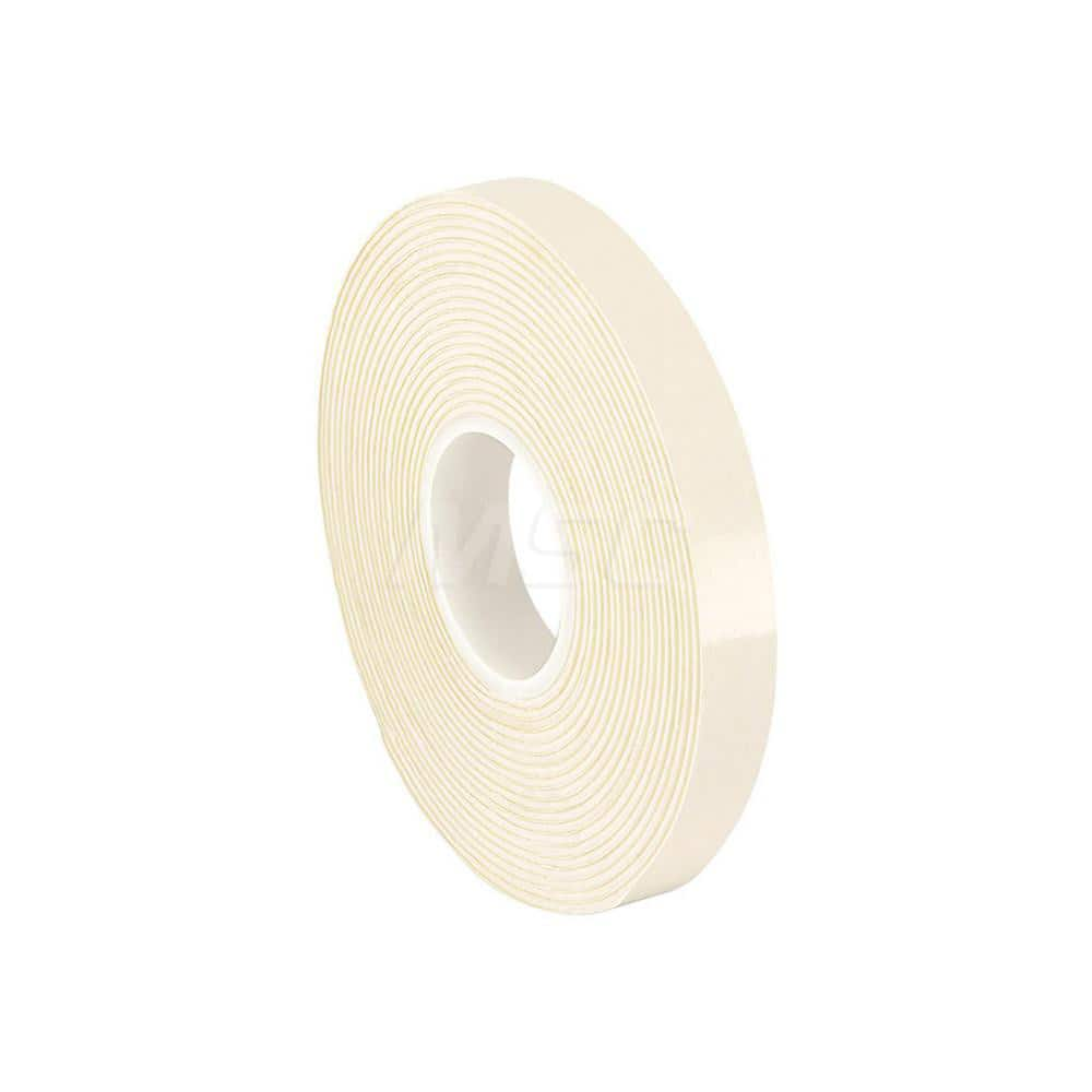 White Double-Sided PVC & Foam Tape: 1″ Wide, 5 yd Long, 31.25 mil Thick, Acrylic Adhesive