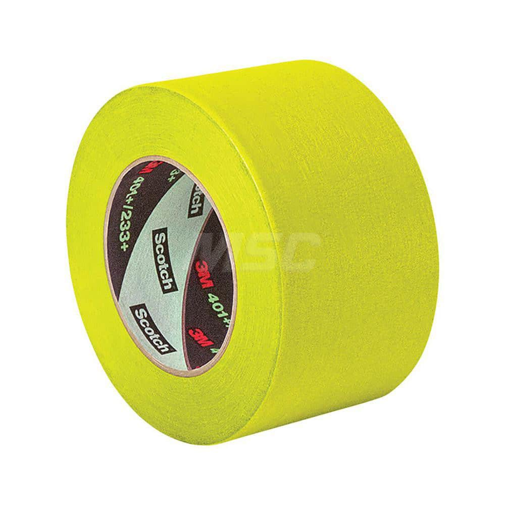 High Temperature Masking Tape: 2″ Wide, 60 yd Long, 6.3 mil Thick, Yellow Crepe Paper, Rubber Adhesive, 22 lb/in Tensile Strength