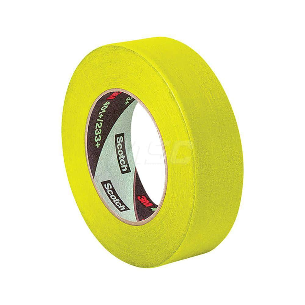 High Temperature Masking Tape: 1″ Wide, 60 yd Long, 6.3 mil Thick, Yellow Crepe Paper, Rubber Adhesive, 22 lb/in Tensile Strength