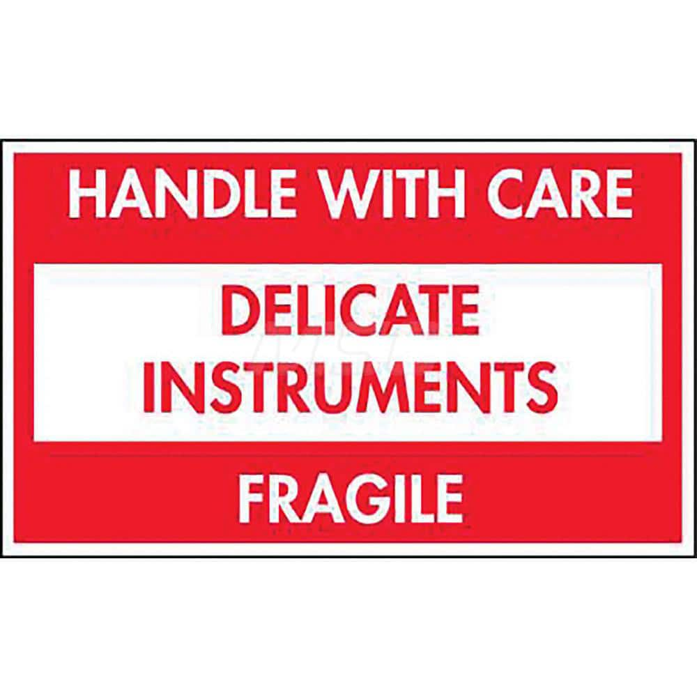 Care Instructions Label: ″Delicate Instruments, Handle with Care, Fragile″, Rectangle, 5″ Wide, 3″ High Paper