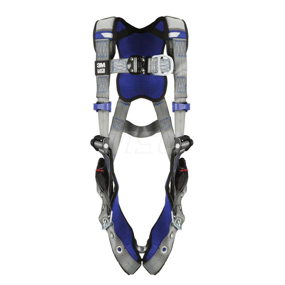 Fall Protection Harnesses: 420 Lb, Vest Style, Size X-Large, For Climbing, Back & Front Tongue Leg Strap, Pass-Through Chest Strap