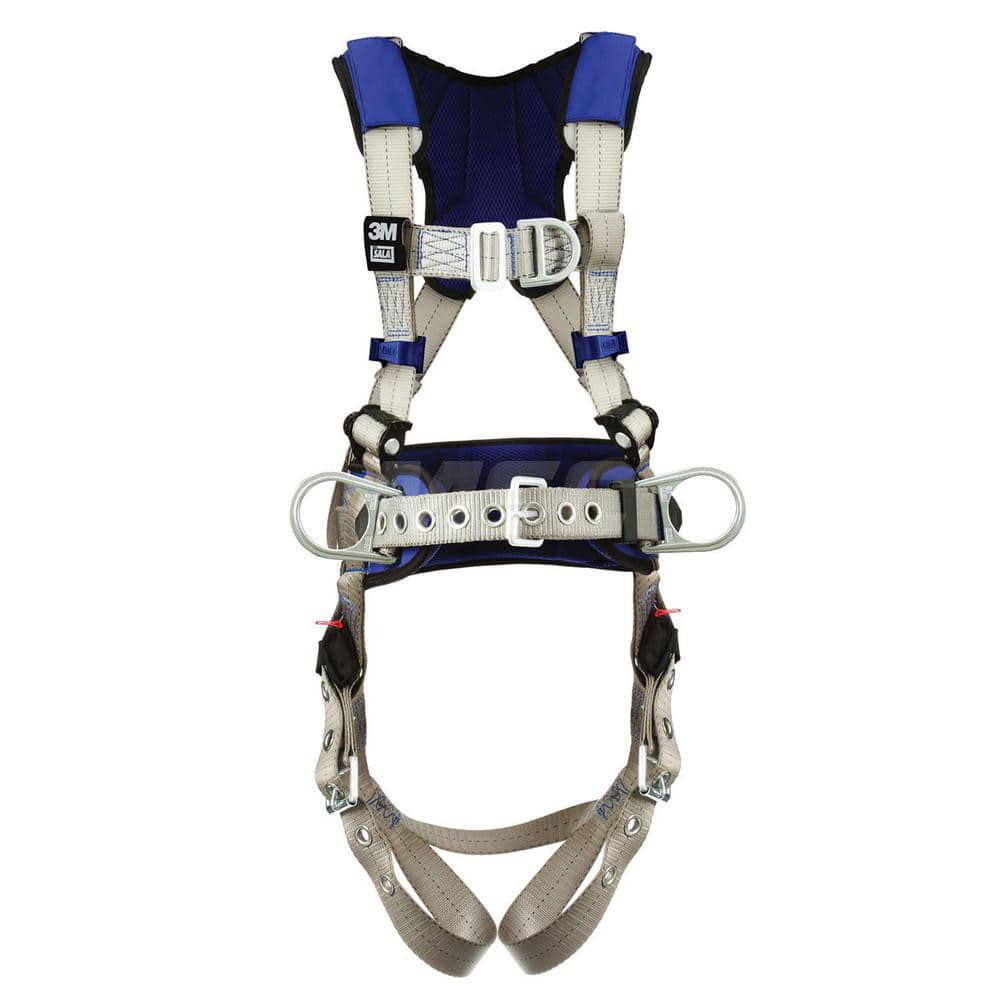 Fall Protection Harnesses: 420 Lb, Construction Style, Size Small, For Climbing & Positioning, Back Front & Hips Tongue Leg Strap, Pass-Through Chest Strap