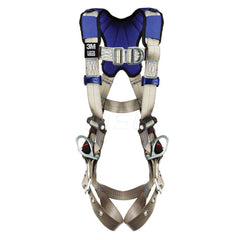 Fall Protection Harnesses: 420 Lb, Vest Style, Size X-Large, For Climbing & Positioning, Back Front & Hips Tongue Leg Strap, Pass-Through Chest Strap