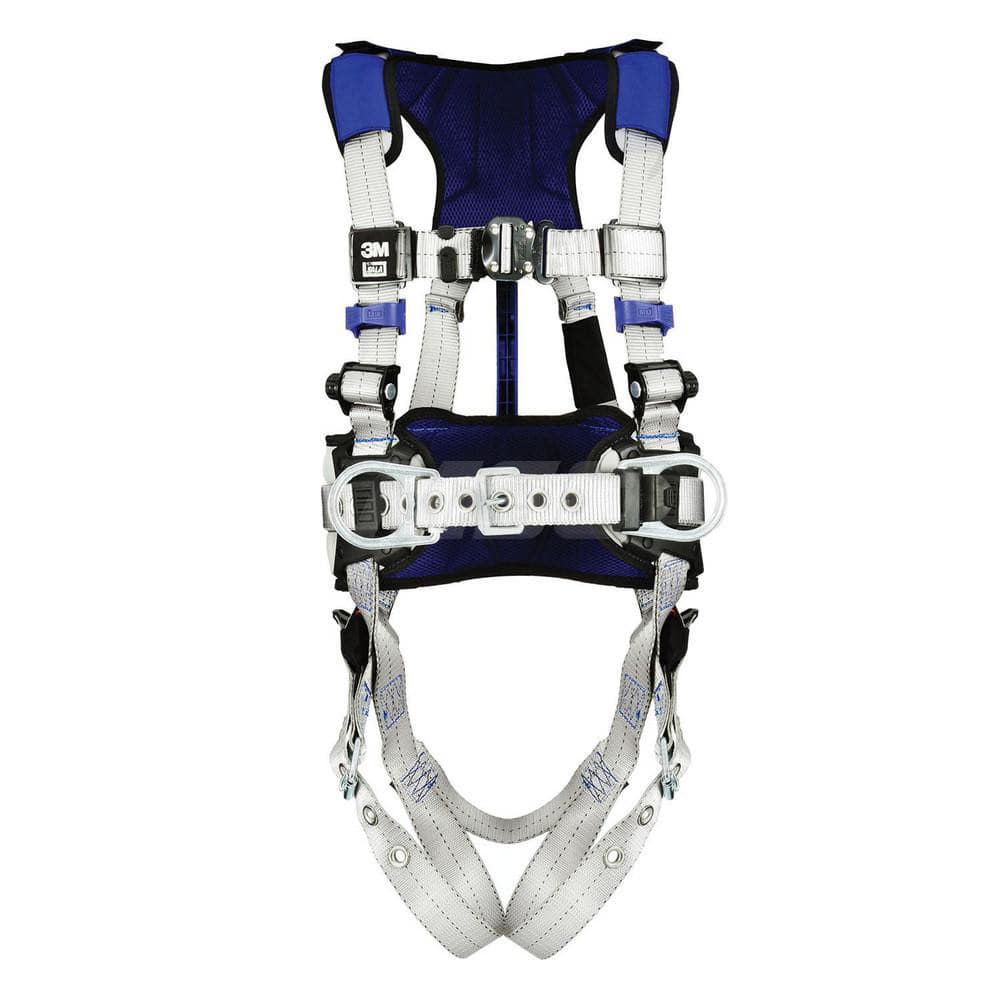 Fall Protection Harnesses: 420 Lb, Construction Style, Size Medium, For Construction & Positioning, Back & Hips Tongue Leg Strap, Quick-Connect Chest Strap