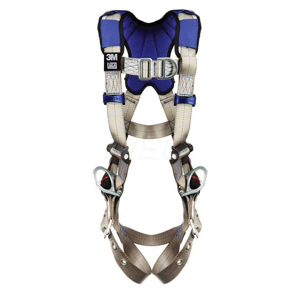 Fall Protection Harnesses: 420 Lb, Vest Style, Size Medium, For Climbing & Positioning, Back Front & Hips Tongue Leg Strap, Pass-Through Chest Strap