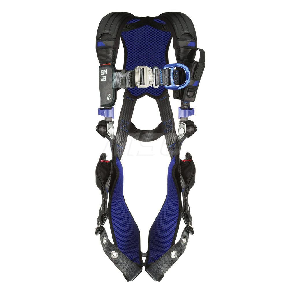 Fall Protection Harnesses: 420 Lb, Vest Style, Size Large, For Climbing, Back & Front Tongue Leg Strap, Quick-Connect Chest Strap