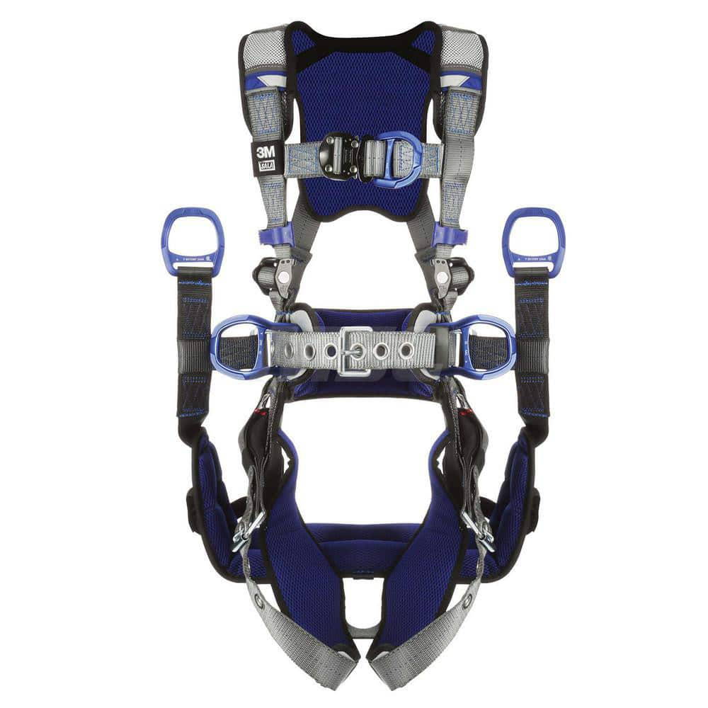 Fall Protection Harnesses: 420 Lb, Tower Climbers Style, Size Large, For Climbing, Back Front & Hips Tongue Leg Strap, Quick-Connect Chest Strap