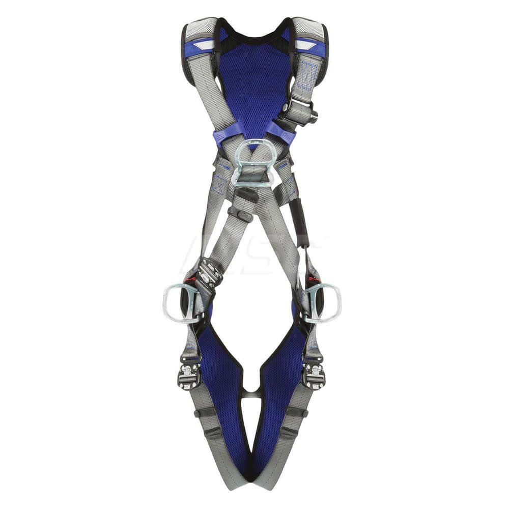 Fall Protection Harnesses: 420 Lb, Cross-Over Style, Size Medium, For Climbing & Positioning, Back Front & Hips Quick-Connect Leg Strap, Quick-Connect Chest Strap