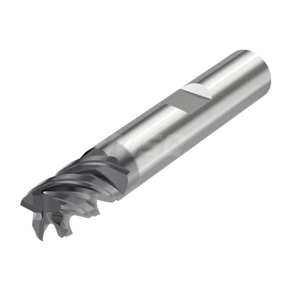 Corner Radius End Mill: 0.315″ Dia, 4 Flutes, Solid Carbide 48 ° Helix, SIRON-A Coated, Corner Chamfer End, Centercutting, Series JS554
