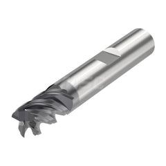 Corner Radius End Mill: 0.315″ Dia, 4 Flutes, Solid Carbide 48 ° Helix, SIRON-A Coated, Corner Chamfer End, Centercutting, Series JS554