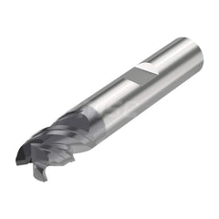 Corner Radius End Mill: 0.2362″ Dia, 3 Flutes, Solid Carbide 48 ° Helix, SIRON-A Coated, Corner Chamfer End, Centercutting, Series JS553