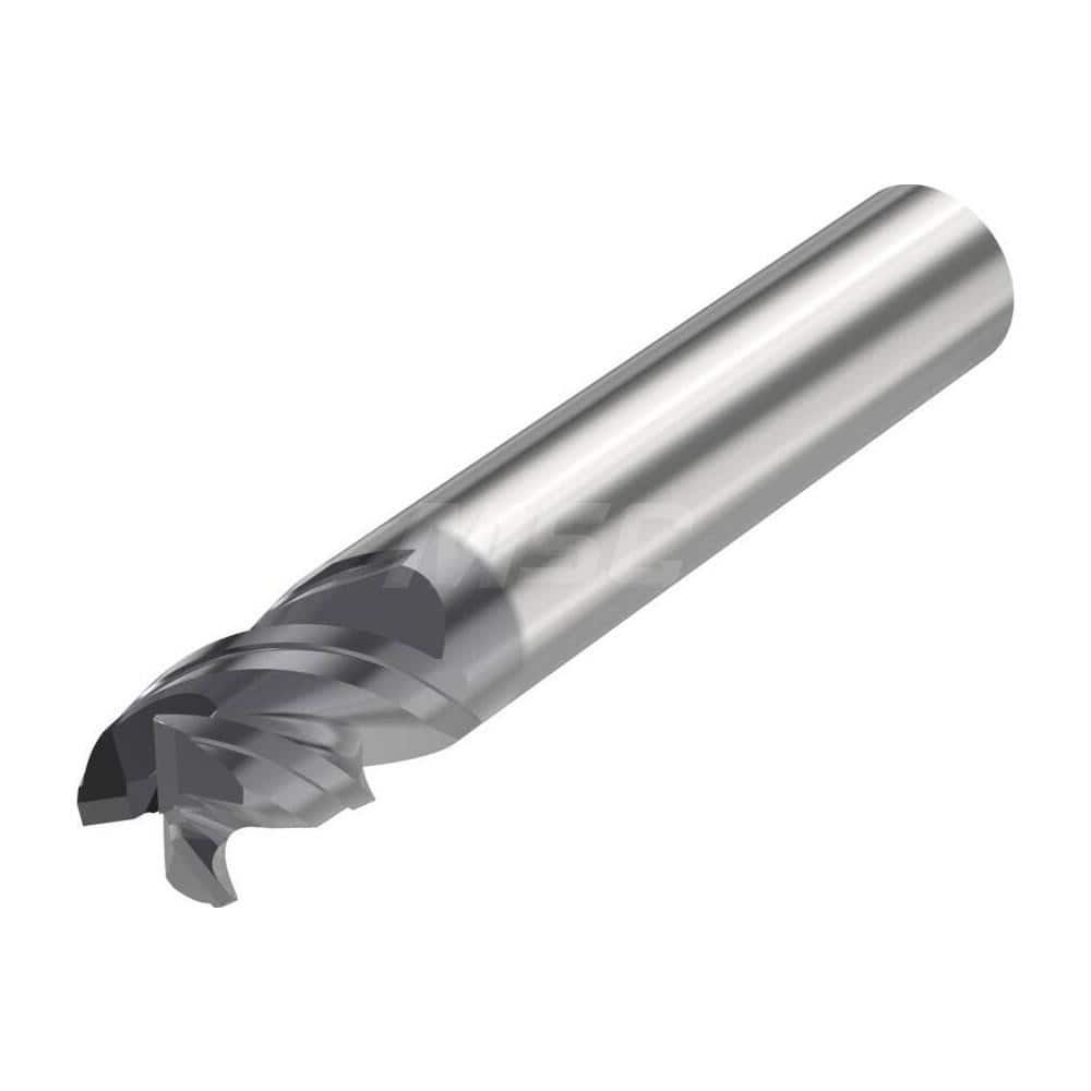 Corner Radius End Mill: 0.315″ Dia, 3 Flutes, Solid Carbide 48 ° Helix, SIRON-A Coated, Corner Chamfer End, Centercutting, Series JS553