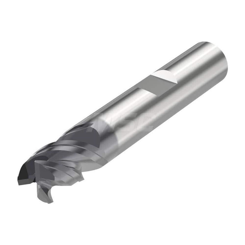 Corner Radius End Mill: 0.315″ Dia, 3 Flutes, Solid Carbide 48 ° Helix, SIRON-A Coated, Corner Chamfer End, Centercutting, Series JS553