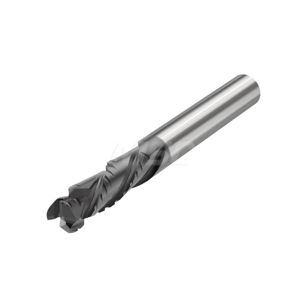 Corner Radius End Mill: 0.3937″ Dia, 3 Flutes, Solid Carbide 25 ° Helix, DURA Coated, Corner Radius End, Centercutting, Series JC845