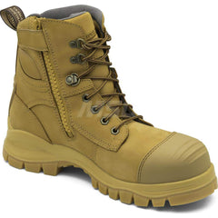 Work Boot: Size 9-1/2, 6″ High, Leather, Steel Toe Wide Width, Non-Slip Sole