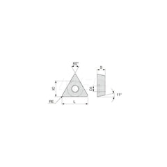 Turning Insert:  TPMT732PS T6130,  Solid Carbide TiCN & TiN Finish,  Neutral,  0.0310″ Corner Radius,  60.0 &deg N/A Triangle,  Series  TPMT