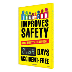 Teamwork Improve Safety Make Safety A Team Goal - Rectangle, 3.75″ Thick, Indoor or Outdoor, For Inspection, Testing and Accident Data