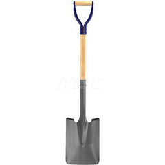 Digging Shovel: Steel, 12″ Blade Length, 9.5″ Blade Width 27″ Wood D-Grip Handle