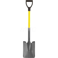 Digging Shovel: Steel, 12″ Blade Length, 9.5″ Blade Width 27″ Fiberglass D-Grip Handle