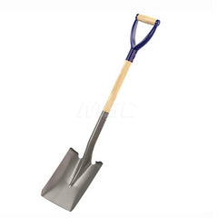 Digging Shovel: Steel, 12″ Blade Length, 9.5″ Blade Width 27″ Wood D-Grip Handle