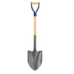 Digging Shovel: Steel, 12″ Blade Length, 8.75″ Blade Width 27″ Wood D-Grip Handle