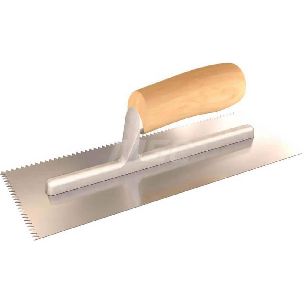 Trowels; Type: Notched Trowel; Trowel Type: Notched Trowel; Blade Type: V-Notch; Blade Material: Steel; Handle Material: Wood