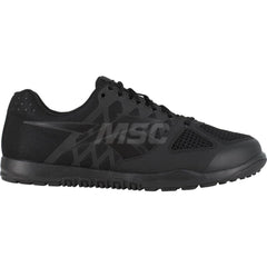 Work Boot: Size 7.5, Microfiber, Plain Toe Black, Medium Width, Non-Slip Sole